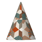 Patchwork Sterren Bruin Groen Feesthoedjes (Achterkant)