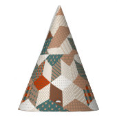 Patchwork Sterren Bruin Groen Feesthoedjes (Links)