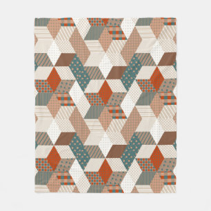 Patchwork Sterren Bruin Groen Fleece Deken