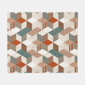Patchwork Sterren Bruin Groen Fleece Deken (Voorkant (Horizontaal))