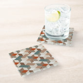 Patchwork Sterren Bruin Groen Glazen Onderzetter (Schuin)