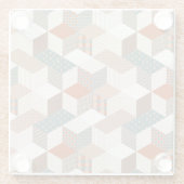 Patchwork Sterren Bruin Groen Glazen Onderzetter (Achterkant)