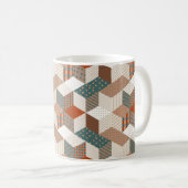 Patchwork Sterren  Bruin Groen Koffiemok (Voorkant rechts)
