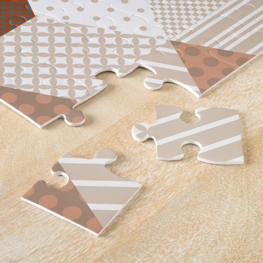 Patchwork Sterren Bruin Groen Legpuzzel (Zijkant)