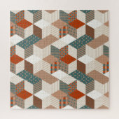 Patchwork Sterren Bruin Groen Legpuzzel (Verticaal)