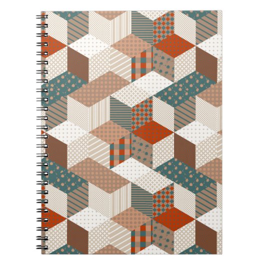 Patchwork Sterren Bruin Groen Notitieboek (Voorkant)