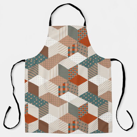 Patchwork Sterren Bruin Groen Schort (Voorkant)