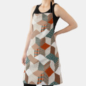 Patchwork Sterren Bruin Groen Schort (Insitu)