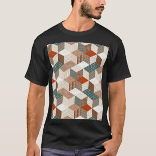 Patchwork Sterren Bruin Groen T-shirt