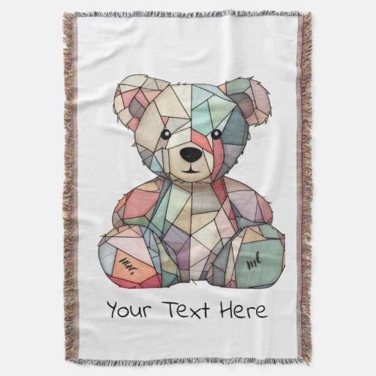 Patchwork Stijl Baby Beer & Hart Motief Deken (Voorkant Verticaal)