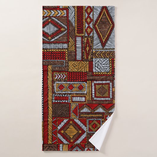 Patchwork stijl geborduurde etnische print badhanddoek (Badhanddoek)