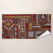 Patchwork stijl geborduurde etnische print badhanddoek (Badhanddoek)