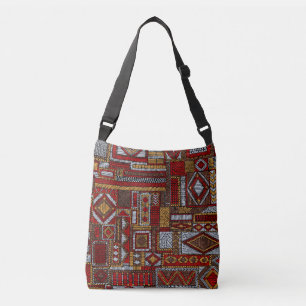Patchwork stijl geborduurde etnische print crossbody tas