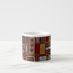 Patchwork stijl geborduurde etnische print espresso kop