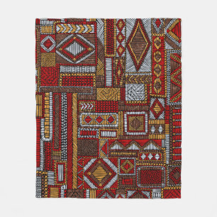 Patchwork stijl geborduurde etnische print fleece deken