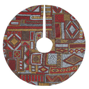 Patchwork stijl geborduurde etnische print kerstboom rok
