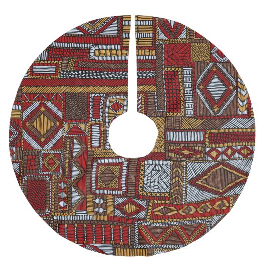 Patchwork stijl geborduurde etnische print kerstboom rok (Voorkant)