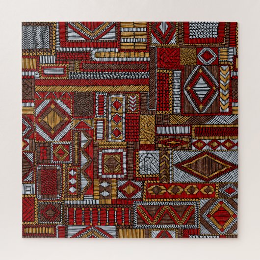 Patchwork stijl geborduurde etnische print legpuzzel (Verticaal)