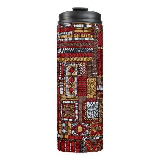 Patchwork stijl geborduurde etnische print thermosbeker (Voorkant)