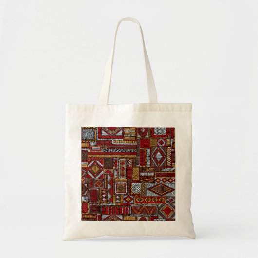 Patchwork stijl geborduurde etnische print tote bag (Voorkant)