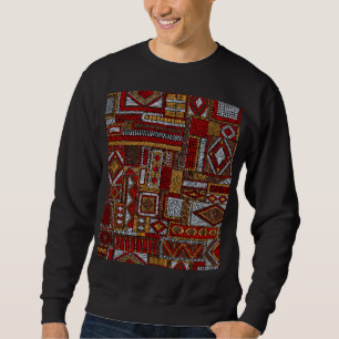 Patchwork stijl geborduurde etnische print trui