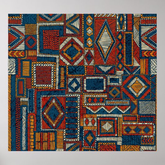Patchwork stijl geborduurde  print (Voorkant)