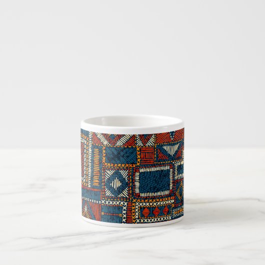 Patchwork stijl geborduurde print espresso kop (Voorkant)