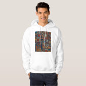 Patchwork stijl geborduurde print hoodie (Voorkant volledig)