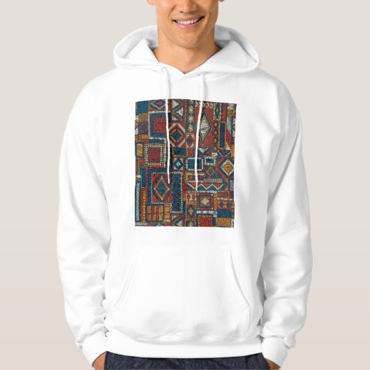 Patchwork stijl geborduurde print hoodie (Voorkant)