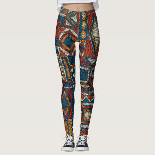 Patchwork stijl geborduurde  print leggings