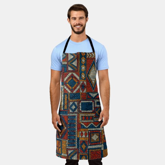 Patchwork stijl geborduurde  print schort (Gedragen)