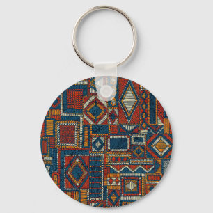 Patchwork stijl geborduurde print sleutelhanger