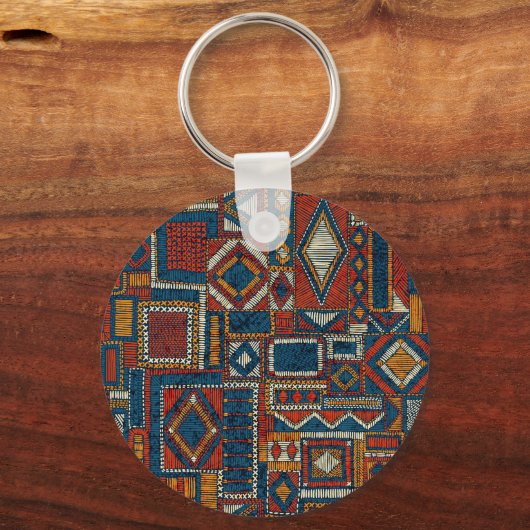 Patchwork stijl geborduurde  print sleutelhanger (Achterkant)