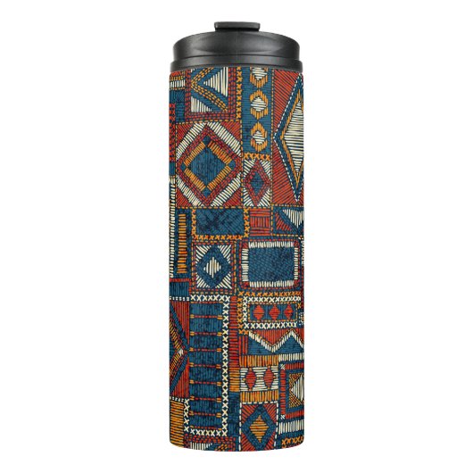 Patchwork stijl geborduurde print thermosbeker (Voorkant)