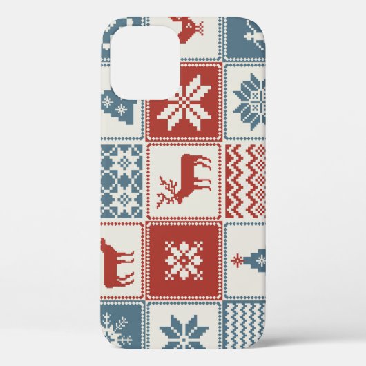 Patchwork stijl: Kerst ornamentaal patroon Case-Mate iPhone Case (Achterkant)