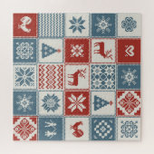 Patchwork stijl: Kerst ornamentaal patroon Legpuzzel (Horizontaal)