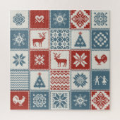Patchwork stijl: Kerst ornamentaal patroon Legpuzzel (Verticaal)