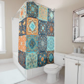 Patchwork-stijl. Naadloos patroon van 16 decoratie Douchegordijn (In situ)