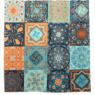 Patchwork-stijl. Naadloos patroon van 16 decoratie Douchegordijn