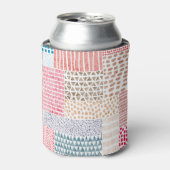 Patchwork stijl Schattige Doodle Patroon Blikjeskoeler (Blikje Voorkant)