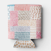 Patchwork stijl Schattige Doodle Patroon Blikjeskoeler (Achterkant)