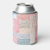 Patchwork stijl Schattige Doodle Patroon Blikjeskoeler (Blikje Achterkant)