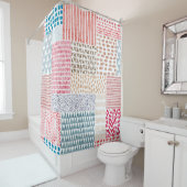 Patchwork stijl Schattige Doodle Patroon Douchegordijn (In situ)