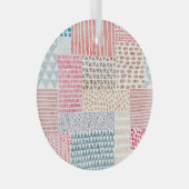 Patchwork stijl Schattige Doodle Patroon Glas Ornament (Voorkant Rechts)