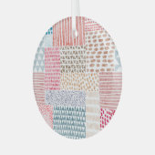Patchwork stijl Schattige Doodle Patroon Glas Ornament (Voorkant links)