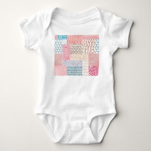 Patchwork stijl Schattige Doodle Patroon Romper (Voorkant)