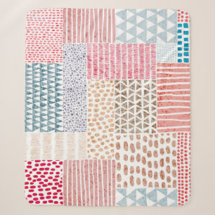 Patchwork stijl Schattige Doodle Patroon Sherpa Deken
