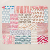 Patchwork stijl Schattige Doodle Patroon Sherpa Deken (Voorkant (horizontaal))