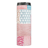 Patchwork stijl Schattige Doodle Patroon Thermosbeker (Achterkant)