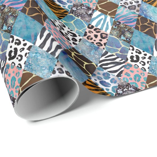 Patchwork stijl, waterverf collage patroon. cadeaupapier (Rol Hoek)